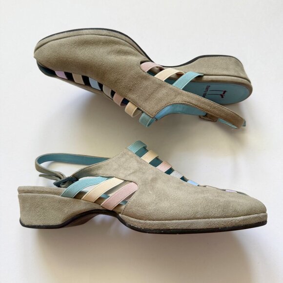 Thierry Rabotin Suede Pastel Green Sandals - Picture 2 of 8